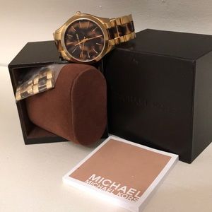 Michael Kors Slim Runway Tortoise & GoldTone Watch